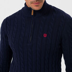 Taziano Half-Zip Cableknit Sweater // Navy (3XL)