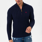 Taziano Half-Zip Cableknit Sweater // Navy (3XL)