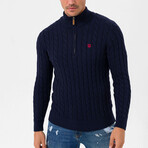 Taziano Half-Zip Cableknit Sweater // Navy (3XL)