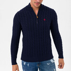 Taziano Half-Zip Cableknit Sweater // Navy (3XL)
