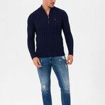 Taziano Half-Zip Cableknit Sweater // Navy (3XL)