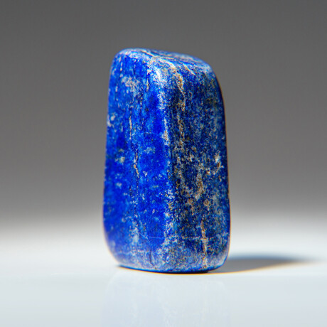 Genuine Polished Lapis Lazuli Palm Stone + Velvet Pouch