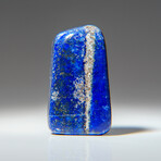 Genuine Polished Lapis Lazuli Palm Stone With Velvet Pouch // 2.47 oz