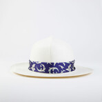 Foldable Panama Hat with Silk band + Collectable Wooden Box // White (XL)