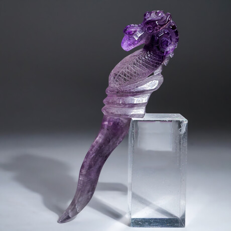 Genuine Polished Amethyst Dragon Carving