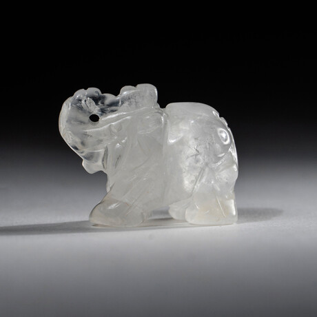 Genuine Polished Clear Quartz Elephant Carving