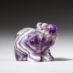 Genuine Polished Chevron Amethyst Elephant Carving