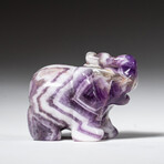 Genuine Polished Chevron Amethyst Elephant Carving