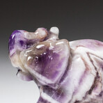 Genuine Polished Chevron Amethyst Elephant Carving