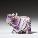 Genuine Polished Chevron Amethyst Elephant Carving