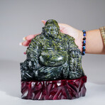 Genuine Polished Jade Buddha on Wooden Stand V.2