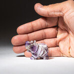 Genuine Polished Chevron Amethyst Elephant Carving