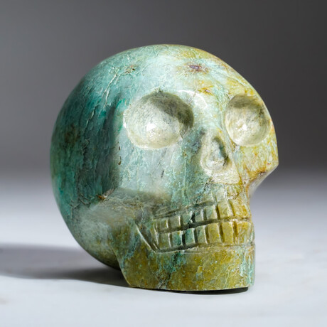 Genuine Polished Turquoise Skull Carving