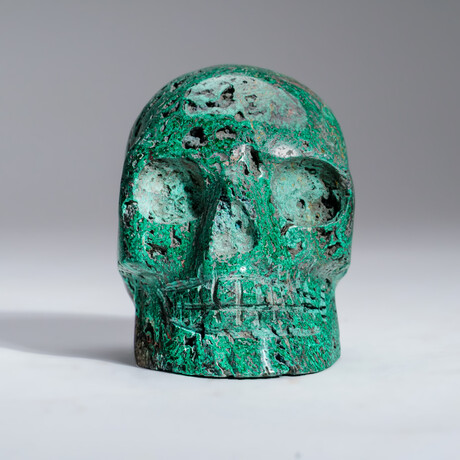Genuine Polished Chrysocolla Skull Carving