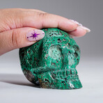 Genuine Polished Chrysocolla Skull Carving