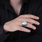 White Turquoise Silver Men's Ring (9)