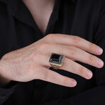 Onyx Square Desing Silver Men's Ring (9)