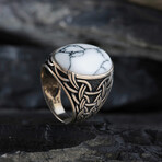 White Turquoise Silver Men's Ring (9)