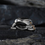 Onyx Stone Design Silver Men's Ring (9)