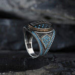 Micro Stones Blue Silver Design Ring (9)