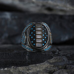 Micro Stones Blue Silver Design Ring (9)