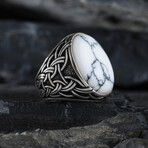 White Turquoise Silver Men's Ring (9)