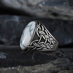 White Turquoise Silver Men's Ring (9)