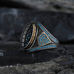 Micro Stones Blue Silver Design Ring (9)