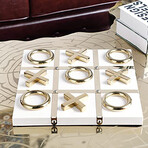 Luxury Handcrafted Tic-Tac-Toe Board // White + Gold