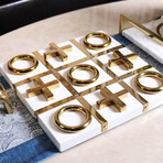 Luxury Handcrafted Tic-Tac-Toe Board // White + Gold