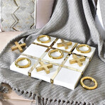 Luxury Handcrafted Tic-Tac-Toe Board // White + Gold