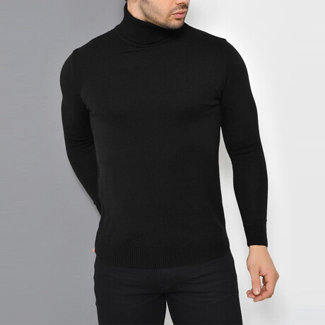Basic Turtleneck Knitwear Sweater // Black (XS)