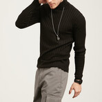 Turtleneck Ribbed Sweater // Black (XS)