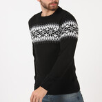 Snow Pattern Crewneck Sweater // Black (XS)