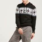 Patterned Hoodie Sweater // Black (M)