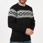 Snow Pattern Crewneck Sweater // Black (XS)