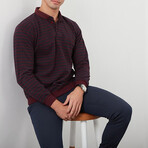 Polo Neck + Pocket Ringel Thessaloniki Sweatshirt // Burgundy (M)