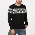 Snow Pattern Crewneck Sweater // Black (XS)