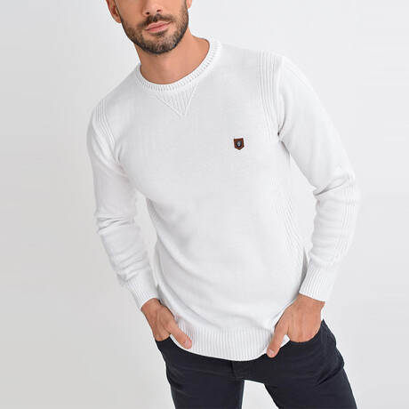 Basic Crewneck Knitwear Sweater // White (XS)