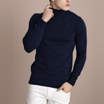 Basic Turtleneck Knitwear Sweater // Navy Blue Melange (XS)