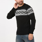 Snow Pattern Crewneck Sweater // Black (XS)