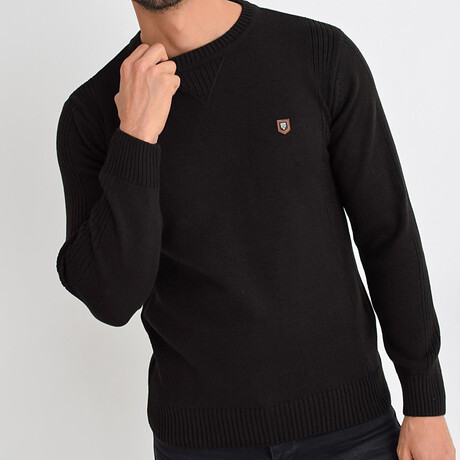 Basic Crewneck Knitwear Sweater // Black (XS)
