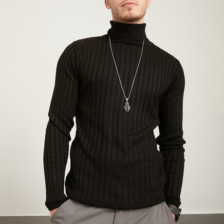Turtleneck Ribbed Sweater // Black (XS)