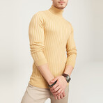 Turtleneck Ribbed Sweater // Beige (XS)