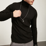 Turtleneck Ribbed Sweater // Black (XS)