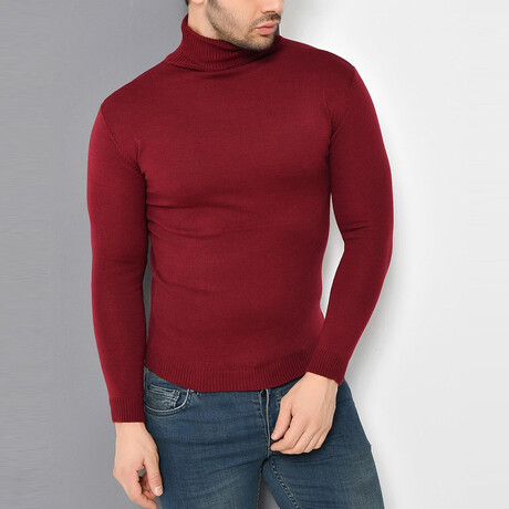 Basic Turtleneck Knitwear Sweater // Burgundy (XS)