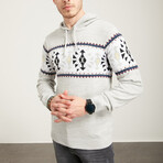 Patterned Hoodie Sweater // Light Gray Melange (XS)