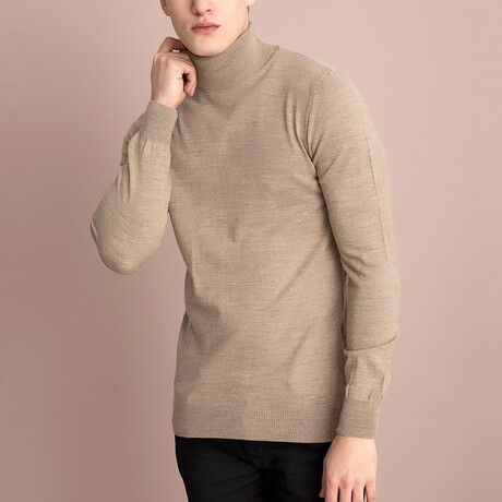Basic Turtleneck Knitwear Sweater // Mink Melange (XS)