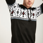 Patterned Hoodie Sweater // Black (M)