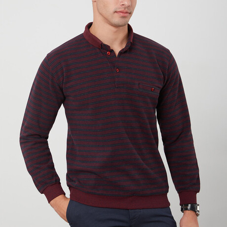 Polo Neck + Pocket Ringel Thessaloniki Sweatshirt // Burgundy (XS)